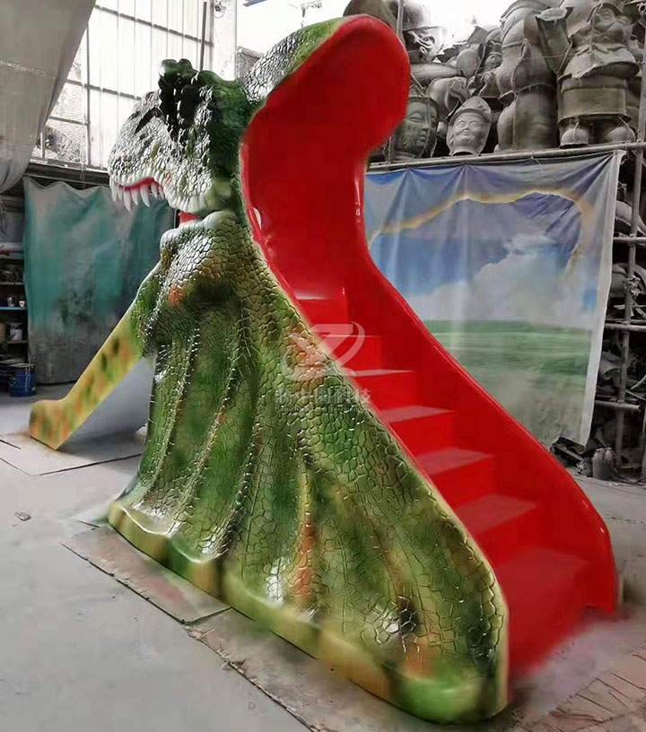 恐龍頭滑梯，玻璃鋼滑梯